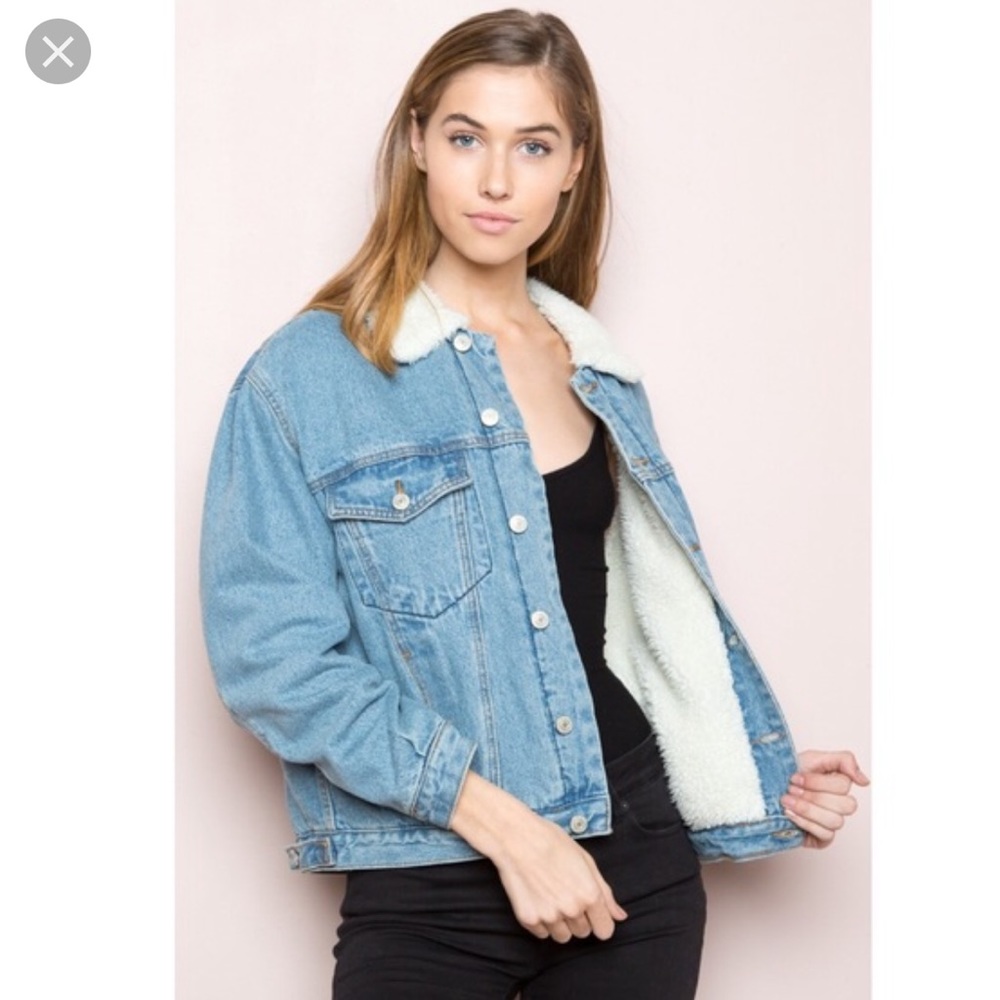 Brandy Melville fur denim jacket